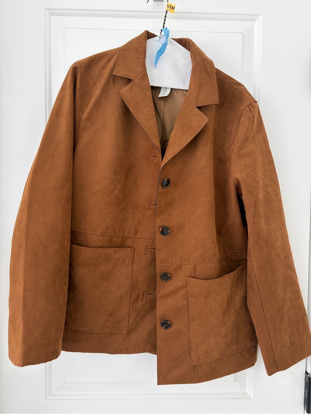 H&M Women's Tan Suede Button-Front Shirt Jacket